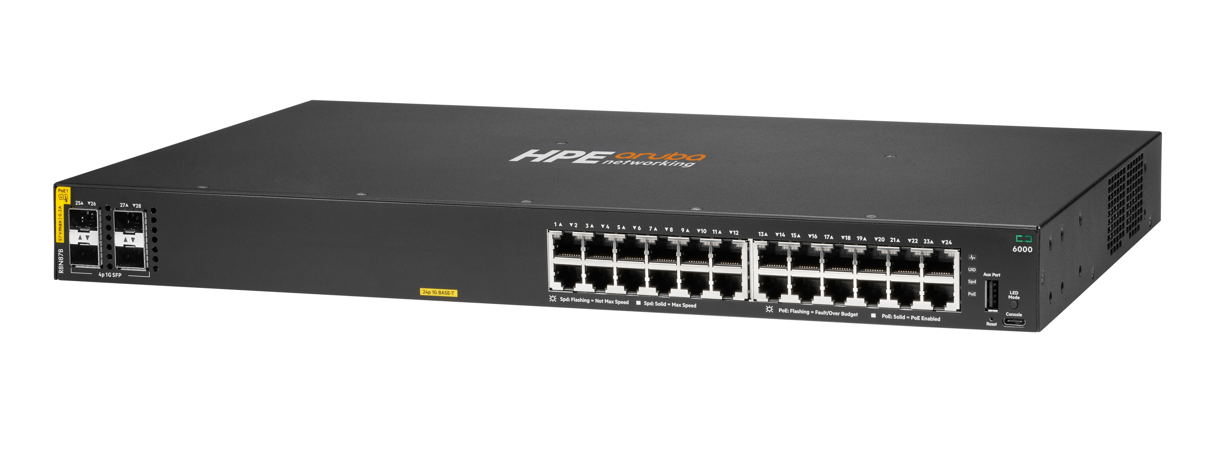 HPE Aruba Networking CX 6000 24p Class4 PoE 4p SFP Switch