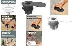 Fellowes Tisch-Einbausteckdose Power Spot, Typ F, schwarz (100137177)