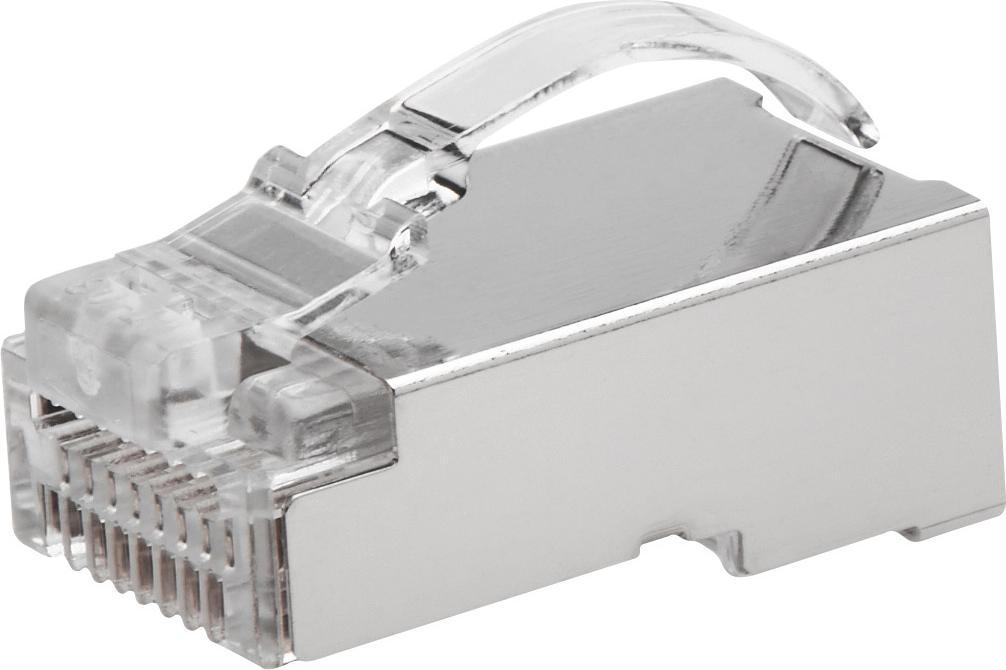 ROLINE RJ45 Stecker, geschirmt, Cat.6/6A (Class E/EA), einfacher Durchgang, für Massiv-/Litzendraht, 10 St. (21.17.3146)