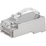 ROLINE RJ45 Stecker, geschirmt, Cat.6/6A (Class E/EA), einfacher Durchgang, für Massiv-/Litzendraht, 10 St. (21.17.3146)