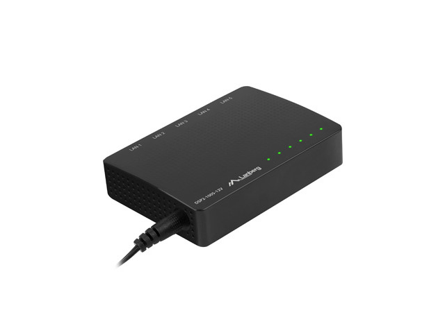 Lanberg DSP2-1005-12V Netzwerk-Switch Unmanaged 5 Ports Gigabit Ethernet Schwarz