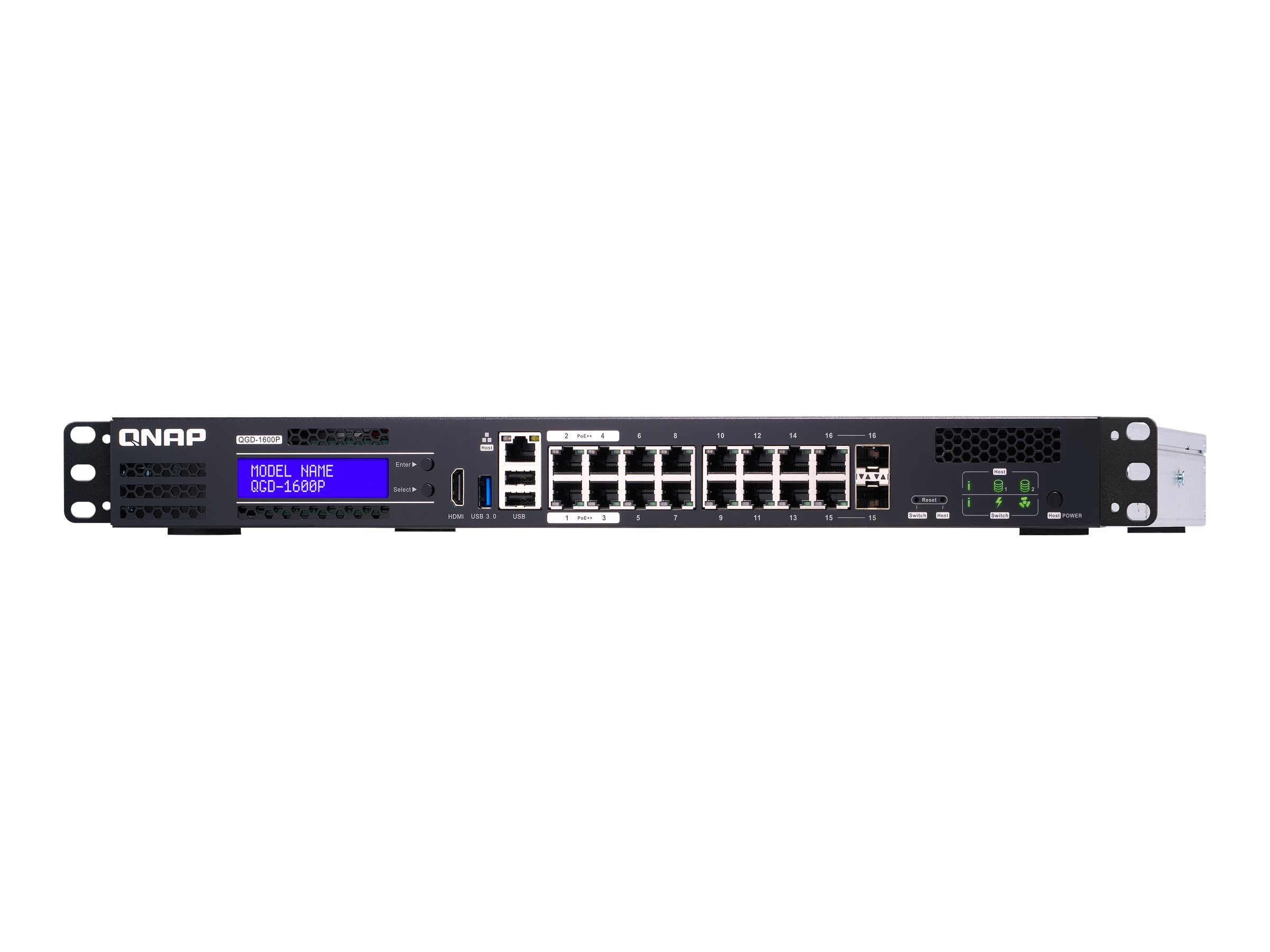 QNAP QGD-1600P Managed PoE++ Switch 16 Ports 1U Schwarz Grau