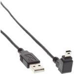 InLine® USB 2.0 Mini-Kabel, Stecker A an Mini-B Stecker (5pol.) unten abgewinkelt 90°, schwarz, 3m (34230)