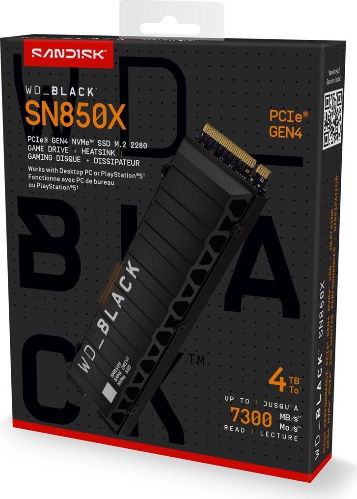 Western Digital WD_BLACK SN850X 4 TB M.2 2280 PCIe 4.0 x4 NVMe SSD mit Kühlkörper