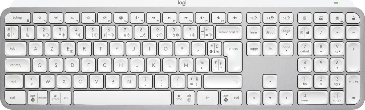 Logitech MX Keys S Tastatur RF Wireless + Bluetooth AZERTY Französisch Aluminium - Weiß (920-011569)