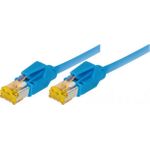 Patchkabel S/FTP, PiMF, Cat 6a, blau, 3.0 m Für 10 Gigabit/s, halogenfrei, mit Leoni-Kabel und Hirosesteckern TM31 (70703B)