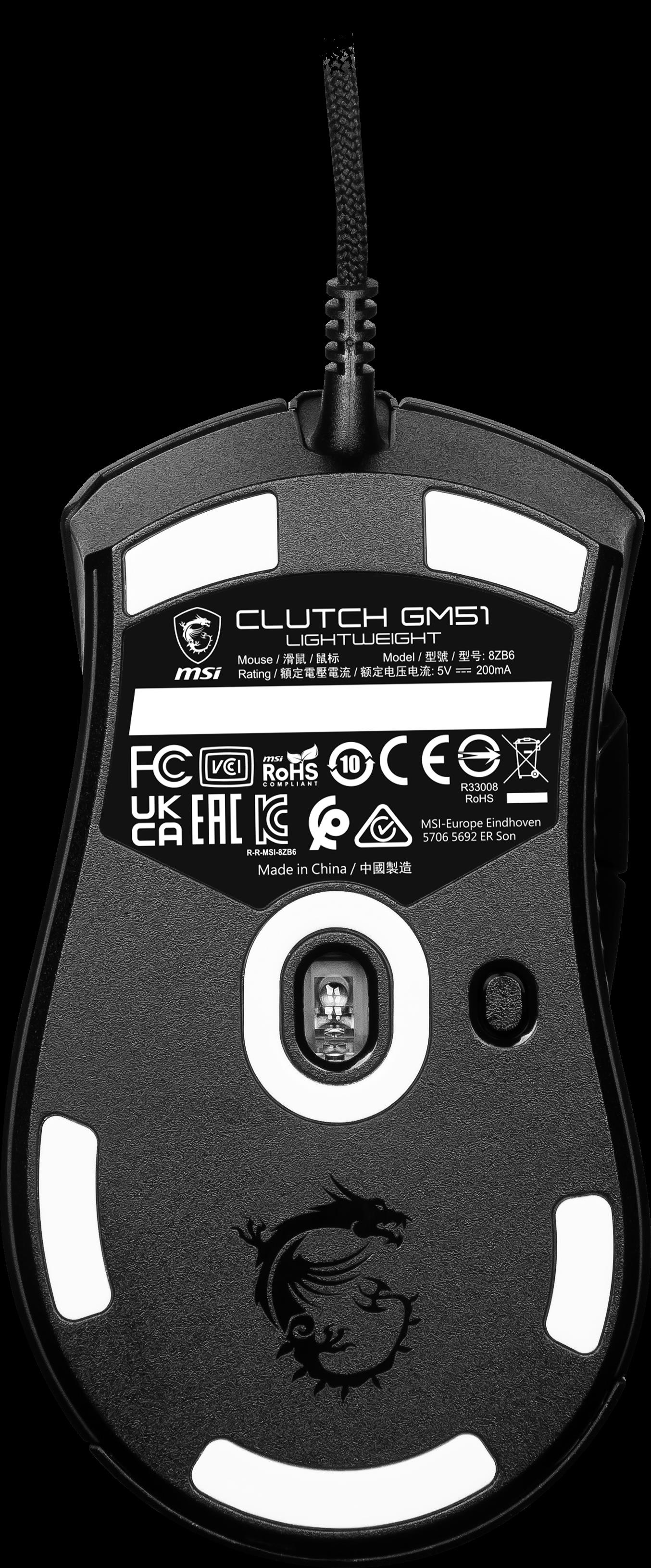 MSI Clutch GM51 Lightweight Gaming Maus, Black, USB