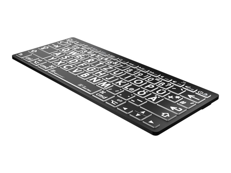 LogicKeyboard Largeprint Mini Bluetooth Tastatur QWERTZ Deutsch Weiß auf Schwarz