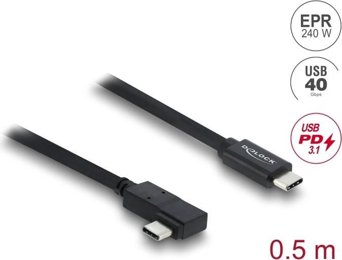 Delock Koaxiales USB 40 Gbps Kabel gewinkelt links rechts PD 3.1 240 W 0 (81709)