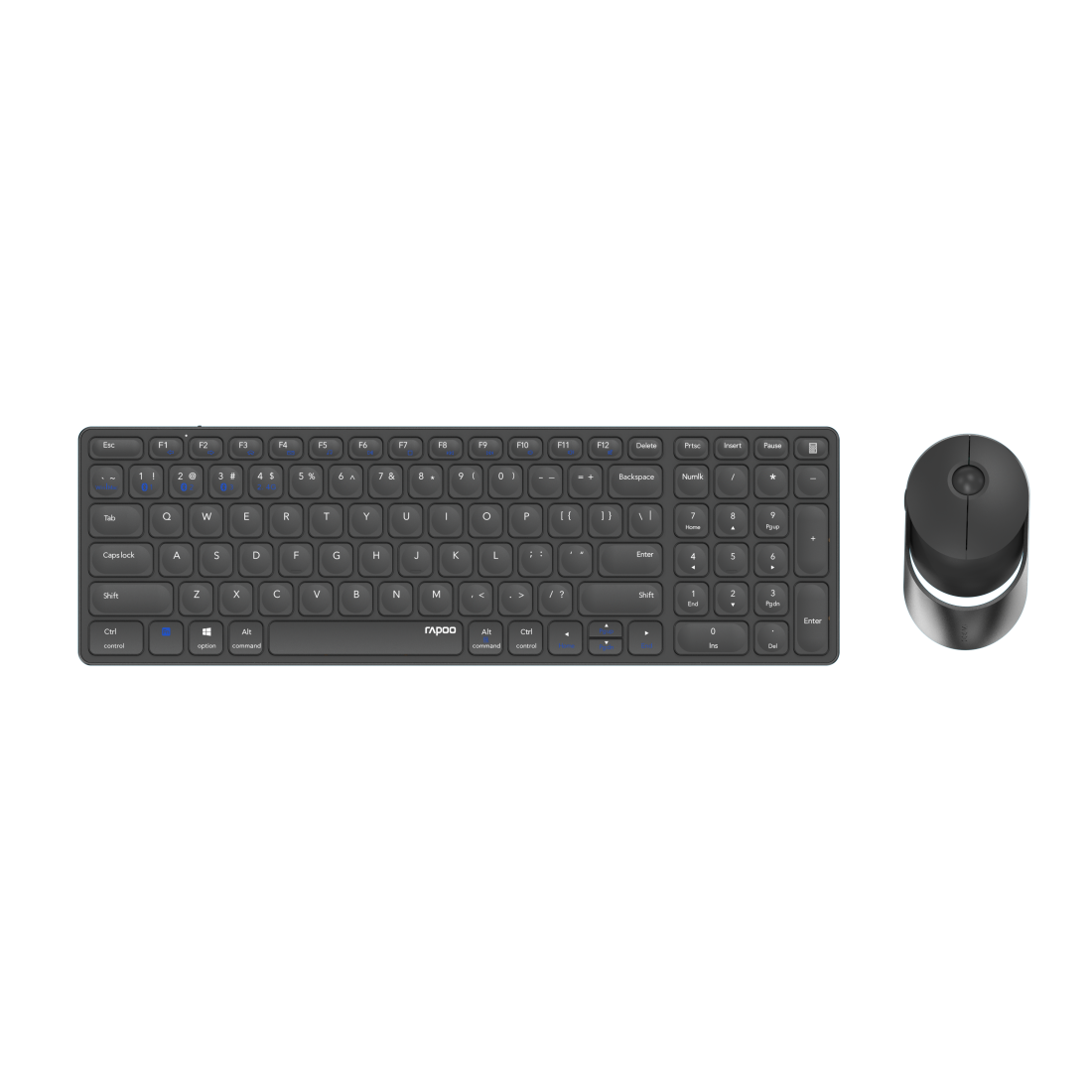 Rapoo 9750M Tastatur Maus enthalten RF Wireless + Bluetooth QWERTZ Deutsch Grau (00215379)