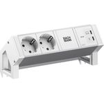 BACHMANN DESK2 ALU WHITE 2xCEE7/3, 1xUSB C/C 65W L=0,2m RAL9010 (BM0022043)