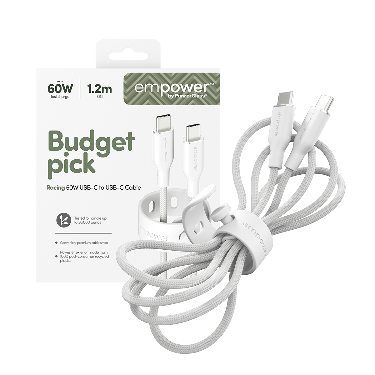 PanzerGlass empower by PanzerGlass Racing 60W USB-C zu USB-C Kabel 1.2 m Silver White