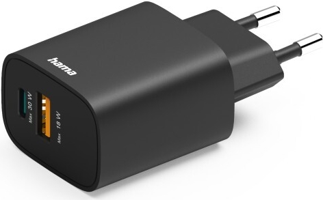 Hama Schnellladegerät, 1x USB-A, 1x USB-C, PD, 30 W, Schwarz (00201960)