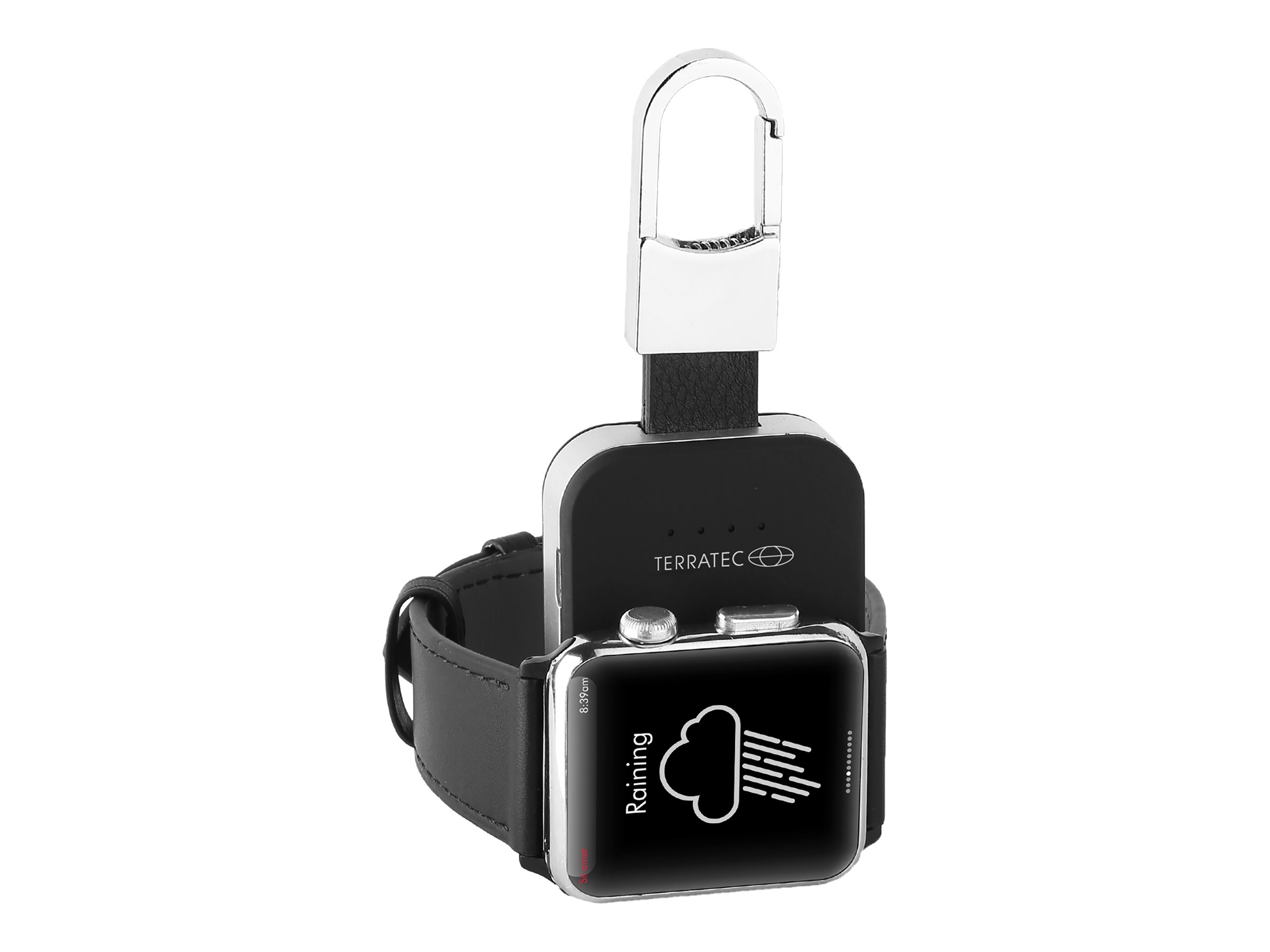 TerraTec Charge AIR Key Kabelloses Ladepad Powerbank für Apple Watch 950 mAh Schwarz, Silber