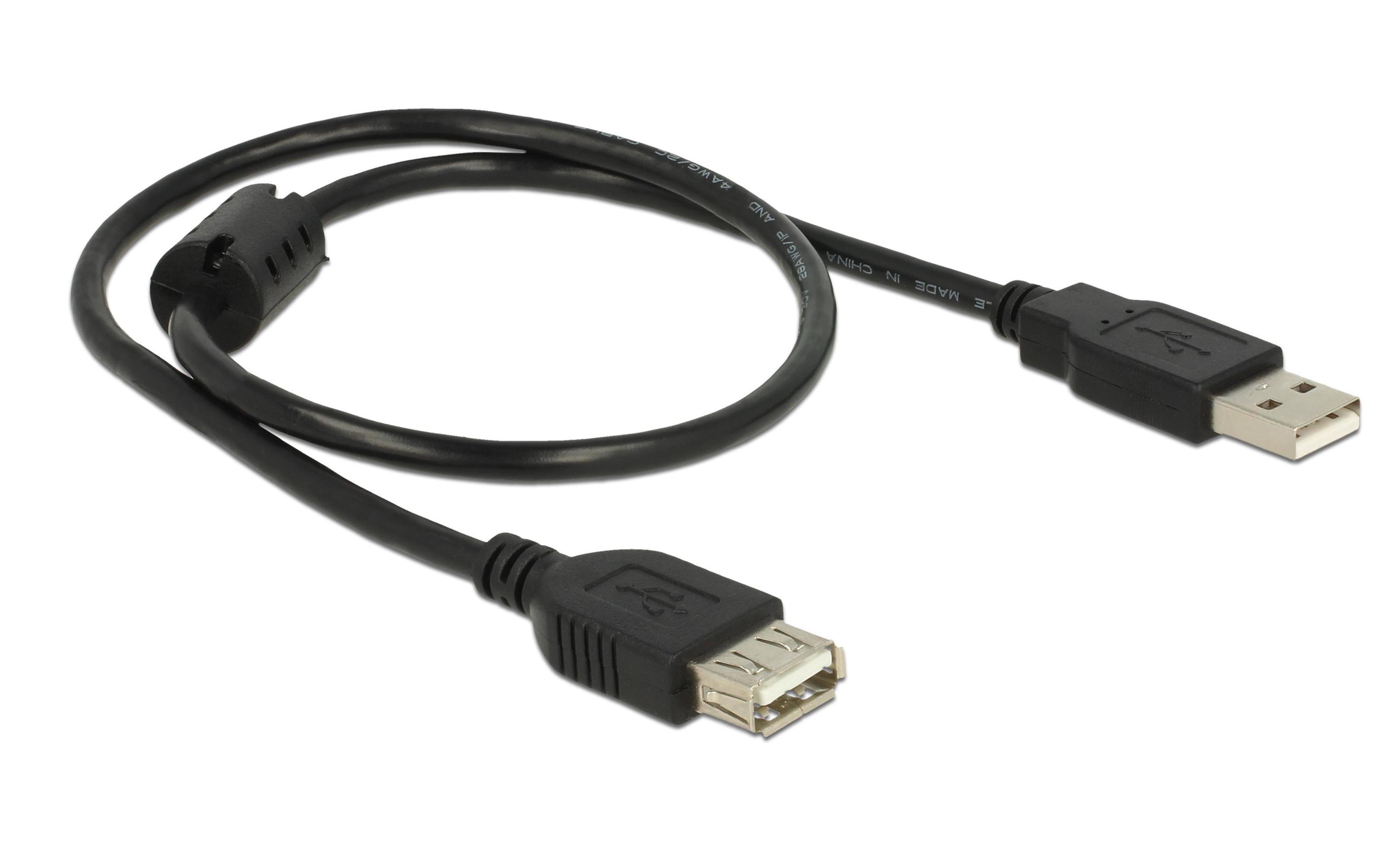 Delock USB-Verlängerungskabel USB 2.0 Typ-A Stecker > Typ-A Buchse 0,5 m Schwarz