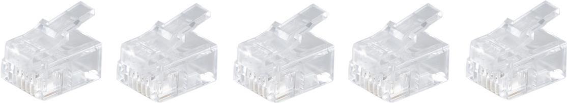 shiverpeaks BASIC-S Modular-Stecker RJ11, ungeschirmt 6-polig, 4 Kontakte belegt, vergoldete Kontakte, im Poly- (BS72040-5)