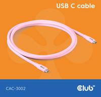 Club 3D Lifestyle USB-C Kabel PD 240W 20Gbps 2m pink St/St retail (CAC-3002)