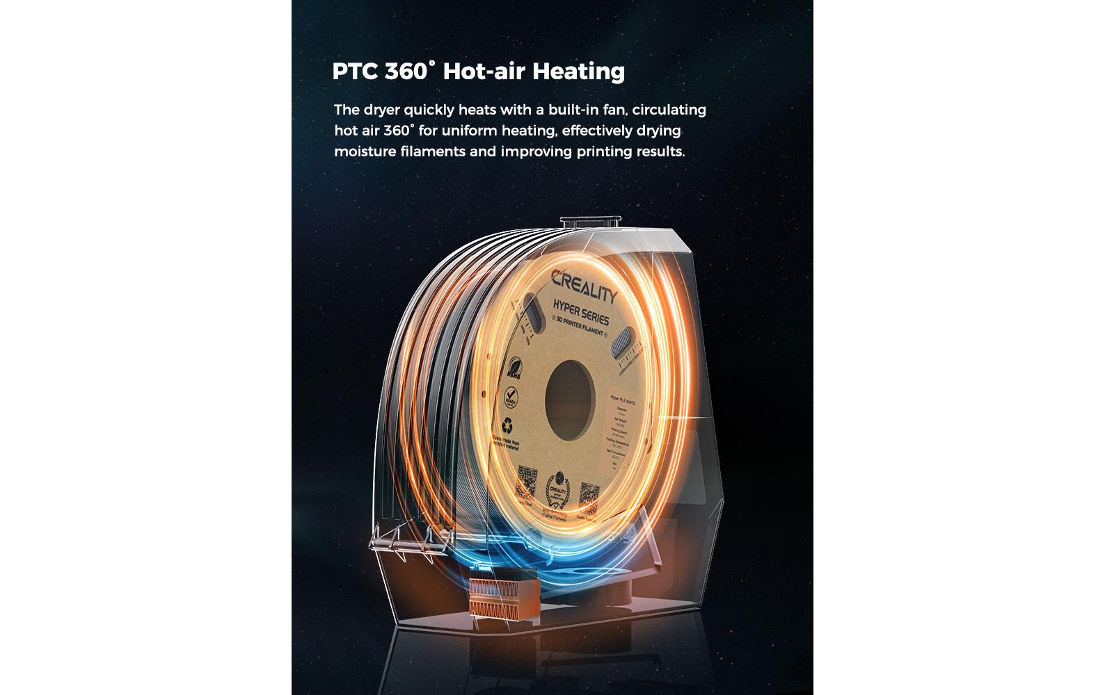 Creality Space Dryer Pi Filament-Trockner 110–220 V Touchscreen Schwarz