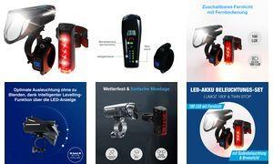 FISCHER FAHRRAD Fahrradbeleuchtung Set PLUS 100/130 Fernlicht + TWIN STOP LED Schwarz (50685)