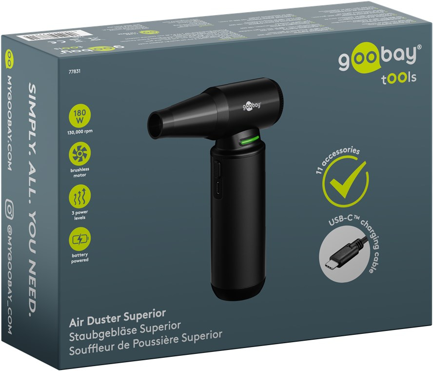 Goobay Superior Staubgebläse 180 W 130.000 RPM Schwarz