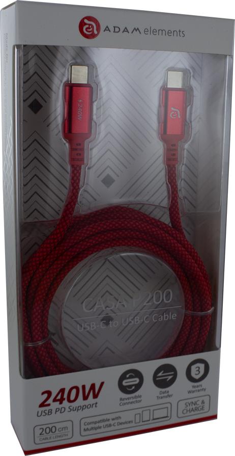 Adam Cotton 240W USB-C Ladekabel 2m Rot (ACBADP200RD)