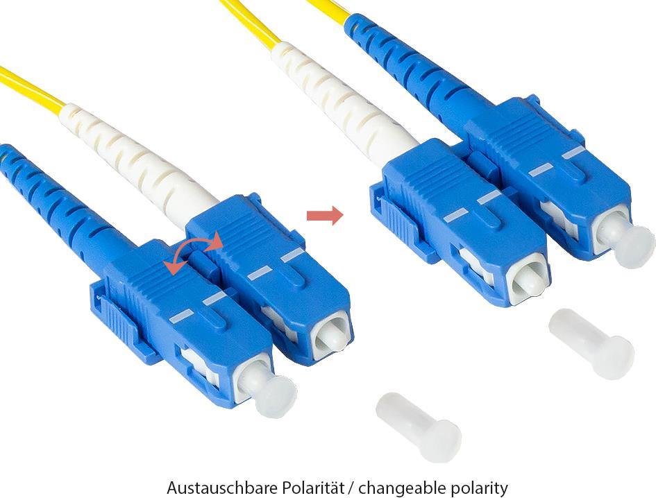 Patchkabel LWL Duplex OS2 (Singlemode, 9/125) SC/SC, LSZH, austauschbare Polarität, 0,5m, Good Conne (LW-9005SC)