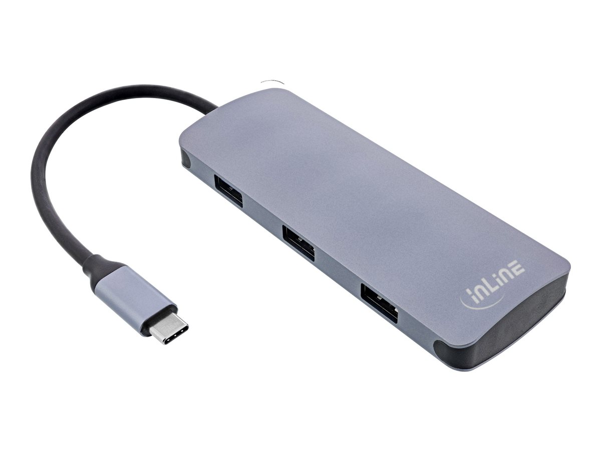 InLine USB 3.2 Gen.2 Hub 4x USB-C 3x USB-A PD 100W Aluminium Grau