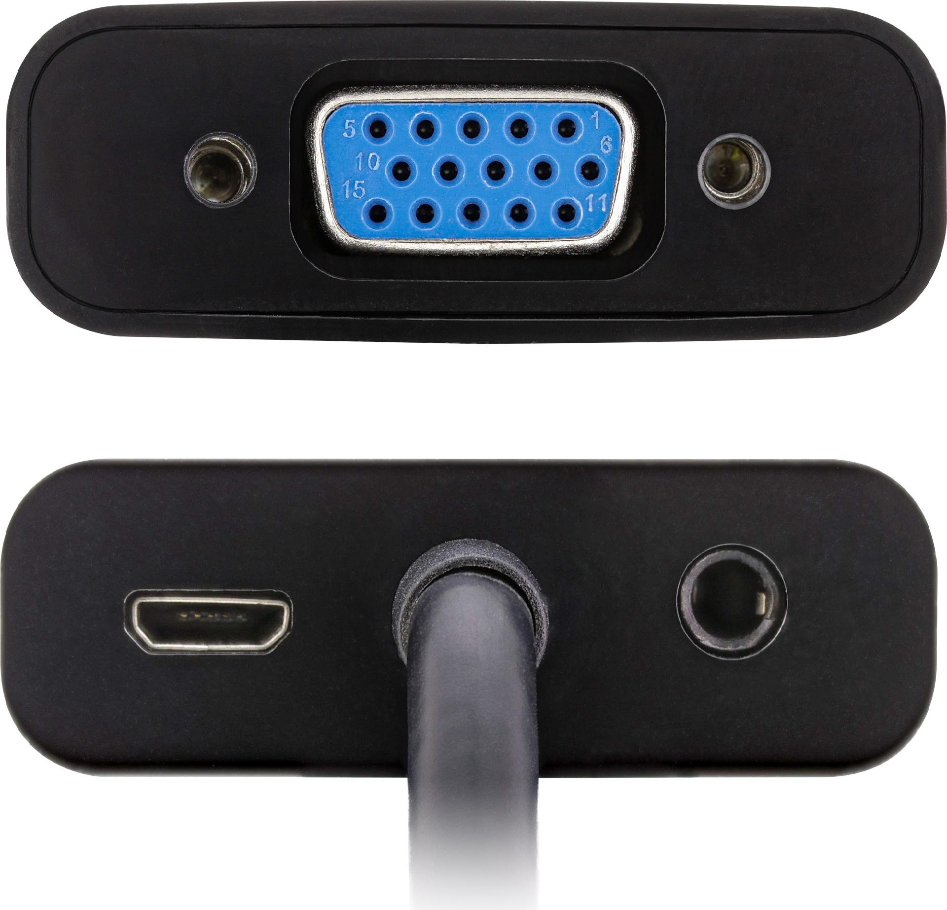 InLine 65003B Videokonverter HDMI zu VGA mit Audio Schwarz