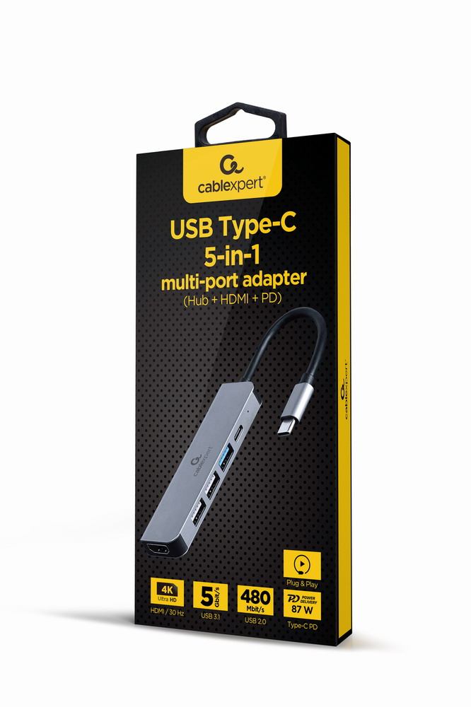 Gembird Cablexpert A-CM-COMBO5-03 Dockingstation USB-C 3.1 HDMI Silber