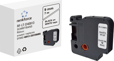 Schriftband Renkforce RF-LT-D40913 Kompatibel ersetzt DYMO D1 - 40913 9 mm Bandfarbe: Weiß Schriftfarbe: Schwarz 7 m (RF-6027852)