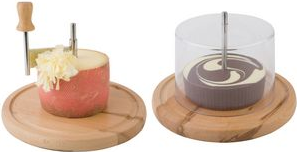 APS Käsehobel mit Abdeckhaube, Durchmesser: 220 mm Platte aus versiegeltem Buchenholz, mit senkrechtem - 1 Stück (50002)
