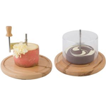 APS Käsehobel mit Abdeckhaube, Durchmesser: 220 mm Platte aus versiegeltem Buchenholz, mit senkrechtem - 1 Stück (50002)