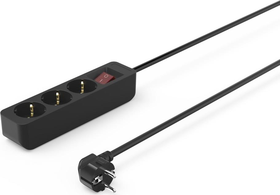 Hama Steckdosenleiste, 3-fach, mit Schalter, 1,4 m, Schwarz (00223013)