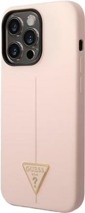 GUESS Hard Cover Silicone Triangle Pink, für iPhone 14 Pro, GUHCP14LSLTGP (GUHCP14LSLTGP)