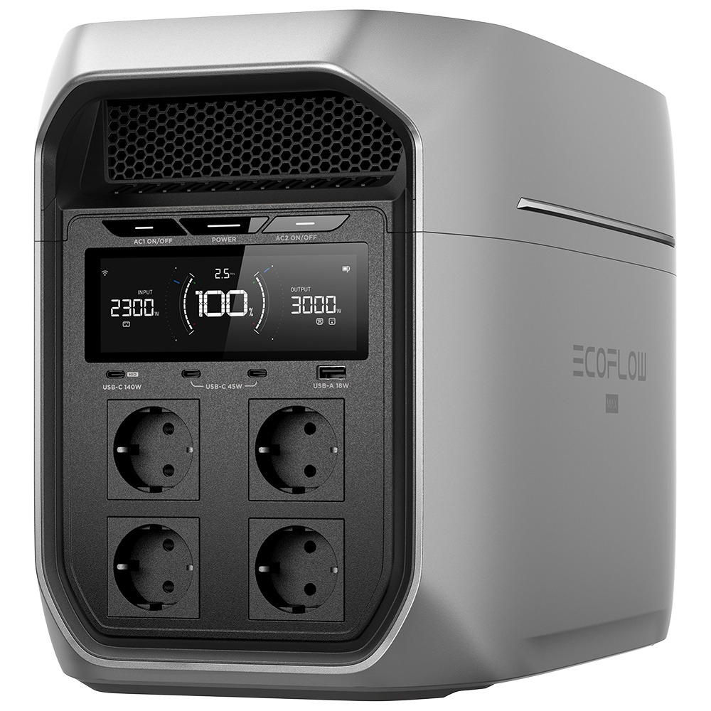 EcoFlow DELTA 3 Max Plus Tragbare Power Station 2048 Wh 2300 W Schwarz, Grau