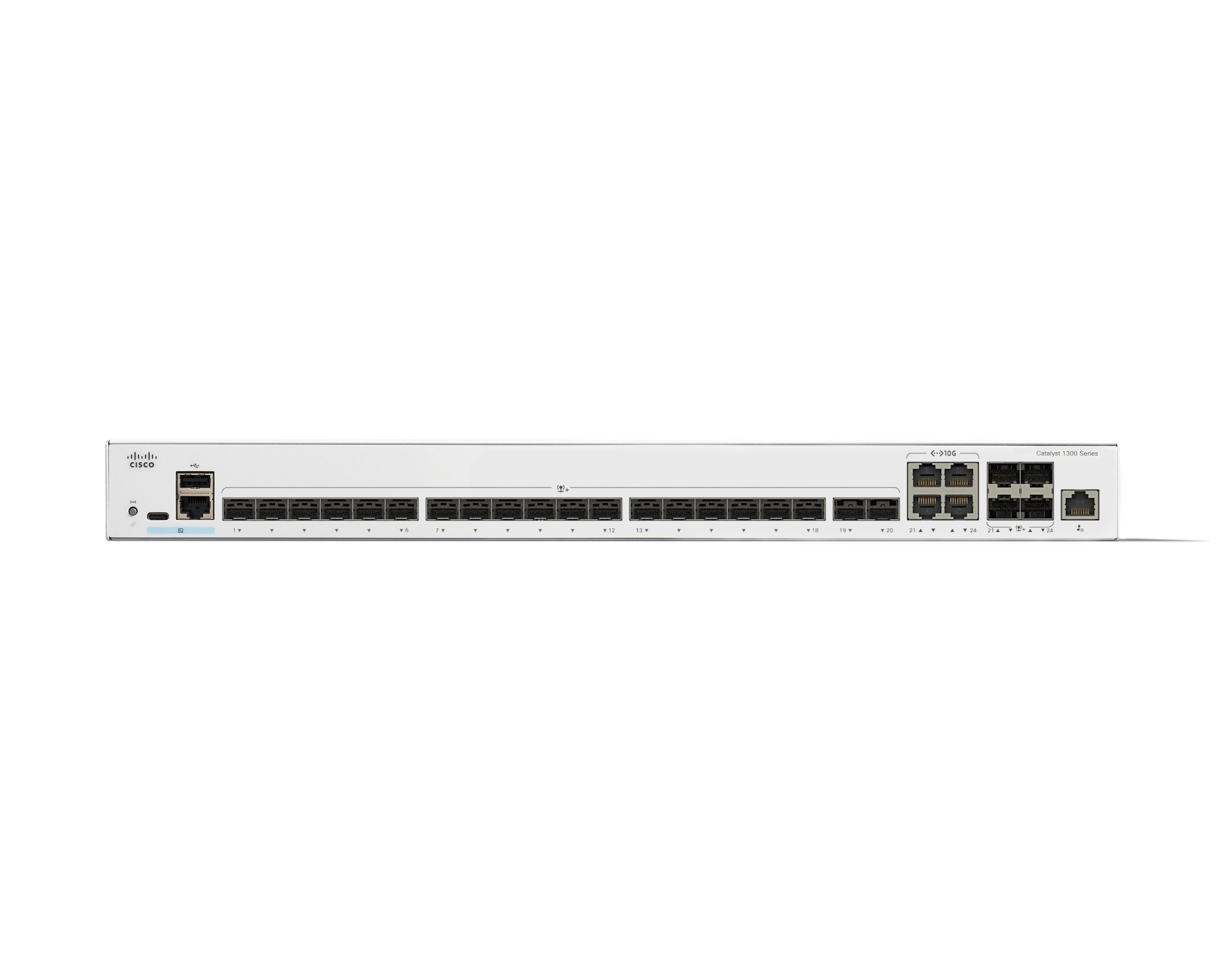 Cisco Catalyst 1300-24XS Managed L3 Smart Switch, 24x 10G SFP+, 4x 10G Combo, 480 Gbit/s, Rackmount, Weiß