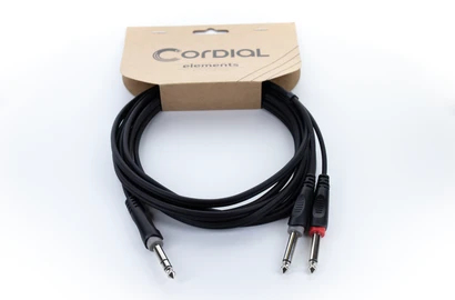 Cordial EY 5 VPP Audio Y-Adapter Klinke 6,3 mm Stereo auf 2x 6,3 mm Mono 5 m Schwarz