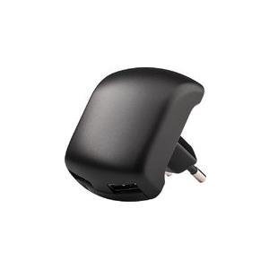 USB Lade-Adapter 230V -> 2xUSB (2A) - Reiseladeadapter (schwarz gummiert)