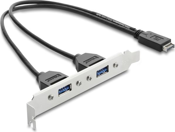Delock USB TYP-E KEY A ST < 2X USB-A 5GBPS BU MIT SLOTBLECH (67345)