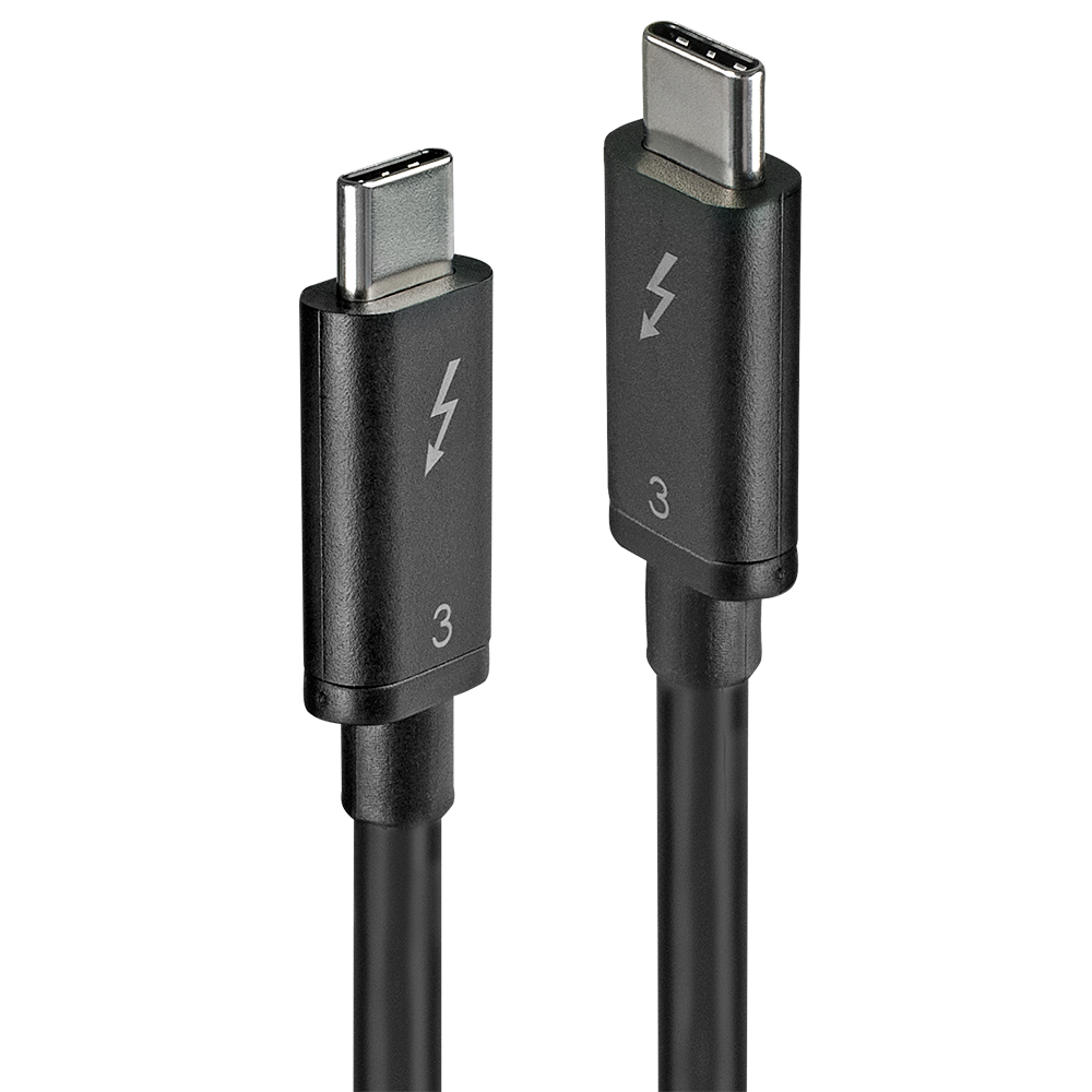 Lindy Thunderbolt-Kabel 41555 50 cm Schwarz