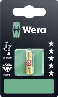 Wera Bit PH Gr.3 L.25mm 1/4"  6KT C6,3 BiTors.diamantb. Karte m.1 St. 851/1 BDC SB (05073334001)