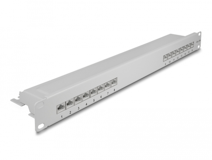Delock 66877 Patchpanel 16 Port Cat.6A 1HE 19" Grau