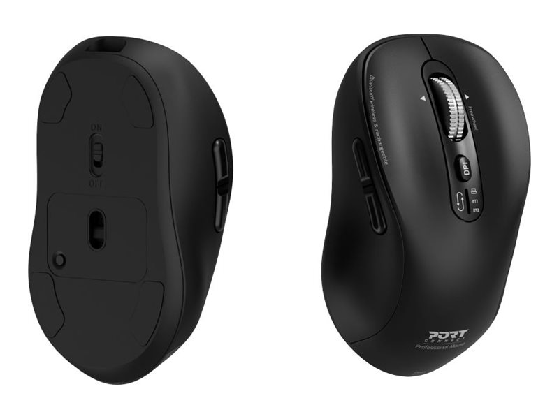 PORT Connect Expert Kabellose Maus Bluetooth 2,4 GHz Wiederaufladbar USB-C Schwarz