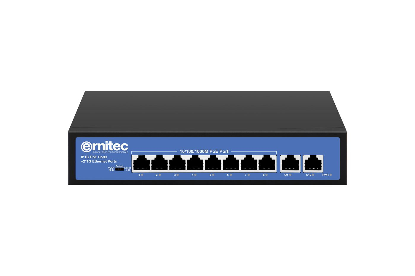 Ernitec ELECTRA-U08-1GB-110W Unmanaged Switch 8 Port Gigabit Ethernet PoE Schwarz