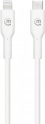 MANHATTAN USB-C auf Lightning Sync-/Ladekabel USB-C-Stecker auf Apple® MFi-zertifizierten 8-pol. Lightning-Stecker, 0,5 m, für iPhone® / iPad® / iPod®, 480 Mbit/s, weiß (394505)