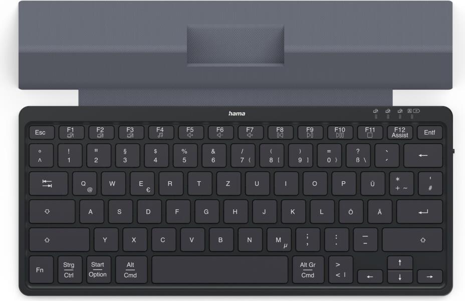 Hama Multi-Device-Tastatur Travel 600, Hülle, Bluetooth®, klein, SW, QWERTZ DE (00125138)