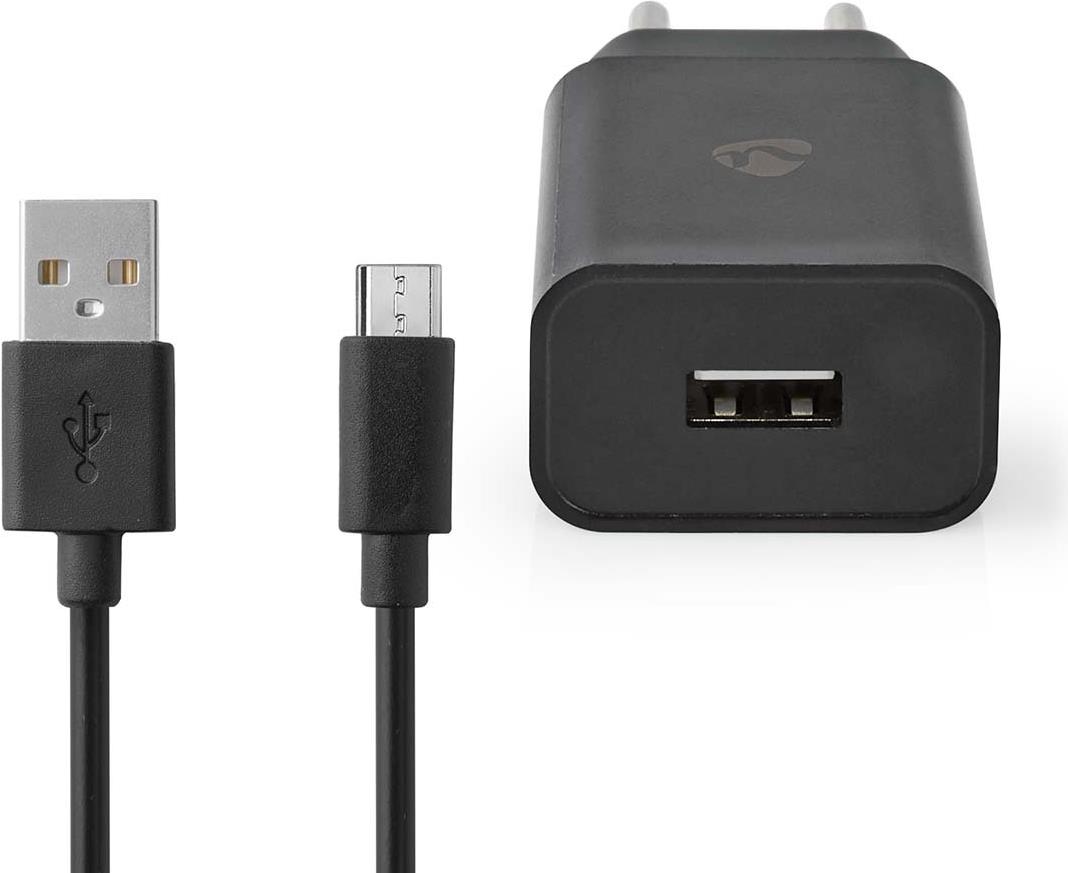 NEDIS Netzladegerät 12 W 1x 2.1 A A - Anzahl der Ausgänge: 1, USB-A, Micro USB (Lose) Kabel, Single