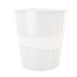 Esselte-Leitz LEITZ Papierkorb WOW, aus Kunststoff, 15 Liter, perlweiß rund, hochglänzend, integrierter Tragegriff, glatte innere - 1 Stück (5278-10-01)