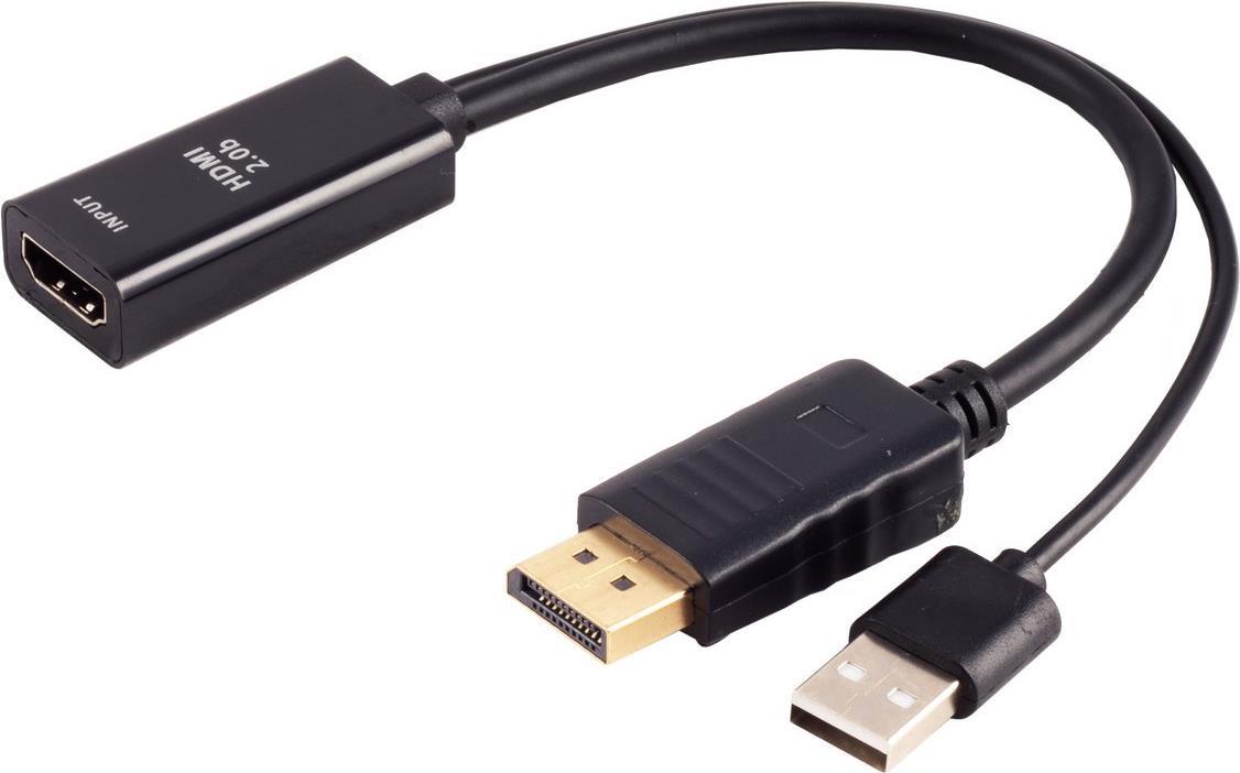 S-CONN S/CONN maximum connectivity Adapter-HDMI-A Buchse auf DisplayPort Stecker, 4K60Hz, 20cm (10-0