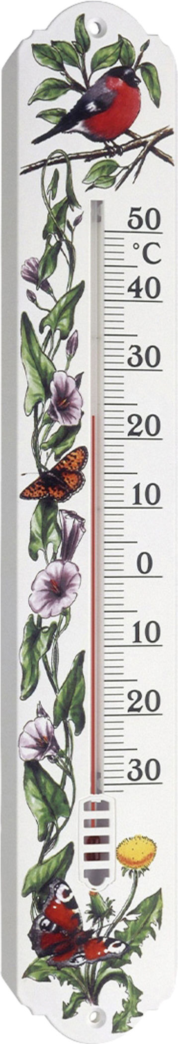 TFA Dostmann Analoges Innen-Außen-Thermometer Thermometer Weiß, Blumen (12.3040.20)